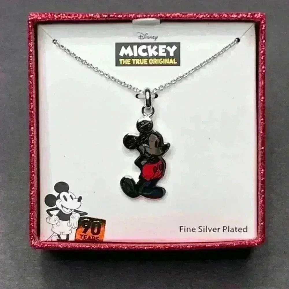Mickey Mouse Silver Plated Pendant 18" Necklace 90‎ Years of Magic New in Box